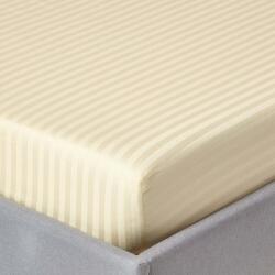 Kotonia Home Husa de pat cu elastic Kotonia Home Deco, 100% bumbac, Damasc Saten, dimensiune dungi 1 cm, Vanilla, 100x200+20 cm (004381-100)