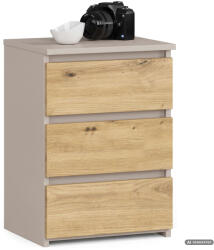 AKORD Furniture Factory AKORD CLP CL3/40 Éjjeliszekrény Laminált Kaszmir / Artisan Tölgy 3 Fiókos (AKO-KOMMCL340KASARTPK)
