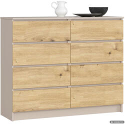 AKORD AKORD CLP K120 Komoda Laminált Kaszmír / Artisan Tölgy 8 Fiókos (AKO-KOMMK1208SZKASARTPK)