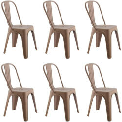 King Home Tower Paris PP UV Szék Műanyag Barna UV-álló 6 Darabos Szett (KHM-5900168840379-SET6)