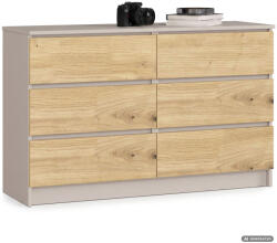 AKORD AKORD CLP K120 Komód Laminált Forgácslap Kasmír / Artisan Tölgy 6 Fiókos (AKO-KOMMK1206SZKASARTPK)