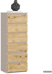 AKORD AKORD CLP CL6 Komód Laminált Lap Kasmír / Artisan Tölgy 6 Fiókos (AKO-KOMMCL6KASARTPK)