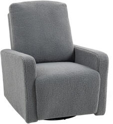 HOMCOM Fotoliu recliner, fotoliu de relaxare cu tapițerie din fleece, spătar reglabil, fotoliu tapițat, oțel, gri | Aosom Romania (83B-586V00GY)