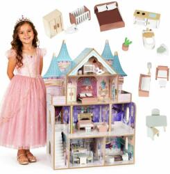 ECOTOYS Bella 4 szintes fa babaház kastély kiegészítőkkel
