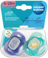 Canpol babies Canpol babies, NightGlow, suzeta simetrica din silicon, albastru, 6-18 luni, 2buc