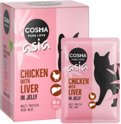 Cosma 6x100g Cosma Thai nedves macskatáp frissentartó tasakban - Csirke & csirkemáj