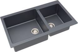 Kevmil Pyramid gránit két medencés mosogatótálca 850 x 500 mm - antracit (KM-G-PYRAMID-antracit)