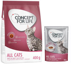 Concept for Life 400g All Cats Concept for Life száraztáp + 12x85g nedvestáp szószban