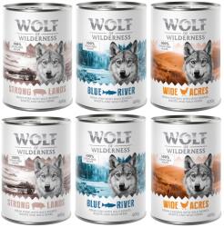 Wolf of Wilderness 24x400g Wolf of Wilderness nedves kutyatáp-Mix: 12x csirke + 6x sertés + 6x hal