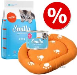  zooplus Exclusive 1kg Smilla Kitten kacsa száraz macskatáp+6x200g szárnyas & borjú nedvestáp+Smilla ágy