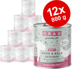 Grau 12x800g GRAU gabonamentes nedves macskatáp- 6 x 800 g szárnyas & tengeri hal + 6 x 800 g pulyka & bárány