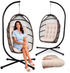 Sofotel Függőszék, Sofotel Maribella 290500, barna, 108 x 73 cm ülés, fém váz, 19-41 cm állítható lánc, 140 kg teherbírás, beltéri/kültéri (TE290500)