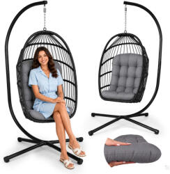Sofotel Függőszék, Sofotel Maribella 290502, fekete, 108 x 73 cm ülés, fém váz, 19-41 cm állítható lánc, 140 kg teherbírás, beltéri/kültéri (TE290502)