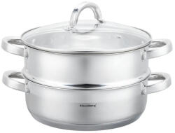 Klausberg Vas pentru gătit la abur Klausberg KB 9072, 3, 5 l, 24 cm, 3 piese, Gătit simultan pe 2 niveluri, Scală de măsurare, Fund cu 5 straturi, Inducție, Oțel inoxidabil (KB 9072)
