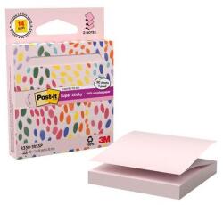 3M POSTIT Blocnotes autoadeziv, "Z", cu dozator, 76x76 mm, 90 de coli, 3M POSTIT "Super Sticky", roz pastel, 90 de coli