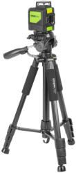 Strend Pro Nivelă laser, Strend Pro Industrial 901CG, verde/negru, tehnologie OSRAM, bază rotativă 360°, picioare reglabile, cu trepied de 150 cm, cu acumulator