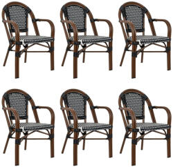 King Home Cafe Paris ARM Kerti Szék Szett Szintetikus Rattan Fekete-Fehér 6 db (KHM-KH1501100174-SET6)