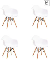 Modesto Design DAW DSW Karfás Szék Szett Fehér Polipropilén Bükk Lábakkal (4 db) (KHM-C1025-WHITE-SET4)