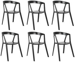 King Home Vibia Szék Szett Polipropilén Fekete Rakásolható (KHM-210-APP-BLACK-SET6)