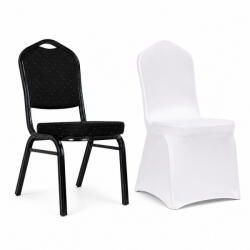 King Home Heron Bankett Szék Fekete Acél Fehér Wedding Huzattal (KHM-5900168839502)