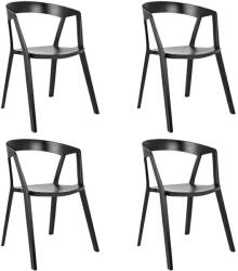 King Home Vibia Szék Polipropilén Fekete Egymásba Rakható 4 db-os Szett (KHM-210-APP-BLACK-SET4)