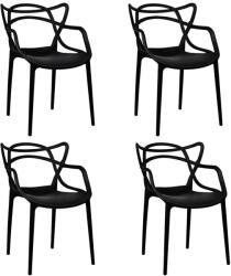 Modesto Design HILO Szék Polipropilén Fekete 4 Darabos Szett (KHM-C1034-BLACK-SET4)