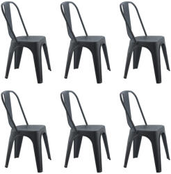 King Home Tower Paris PP UV Szék Műanyag Fekete Sztaplozható 6 Darabos Szett (KHM-5900168839755-SET6)