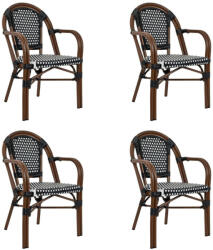 King Home Cafe Paris ARM Kerti Szék Szett Alumínium Szintetikus Rattan Fekete-Fehér 4 db (KHM-KH1501100174-SET4)