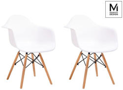 Modesto Design DAW DSW Fotel Szett Polipropilén Bükk Fehér Karfás (KHM-C1025-WHITE-SET2)