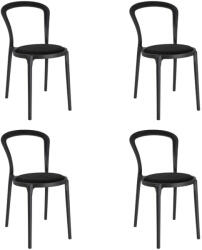 King Home Slim Szék Szett Polipropilén Szövet Fekete 4 Darabos (KHM-PP-134A-BLACK-SET-4)