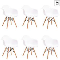 Modesto Design DAW DSW Fotel Szett Fehér Polipropilén Bükk Lábakkal (KHM-C1025-WHITE-SET6)