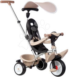 Smoby Tricikli és babakocsi 2in1 magas háttámlával Baby Balade Tricycle Beige Smoby fékkel napellenzővel és halk EVA kerekekkel 10 hó-tól (SM741407)