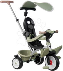 Smoby Tricikli és babakocsi 2in1 magas háttámlával Baby Balade Tricycle Green Smoby fékkel napellenzővel és halk EVA kerekekkel 10 hó-tól (SM741406)