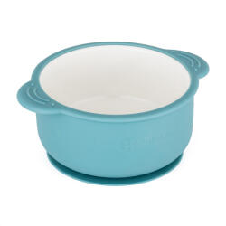 Petite&Mars Kerámia tálka szilikon borítással, Teal Blue