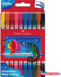 Faber-Castell Rostirón, filctoll készlet, kétvégű csillámos Faber-Castell 10 klf. szín - nyomtassotthon