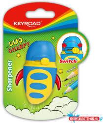 Keyroad Hegyezõ 1 lyukú tartályos, fedeles, multifunkciós Keyroad Duo Sharpy vegyes színek