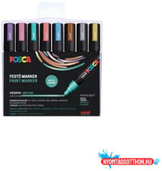  Dekormarker 0, 9-1, 3mm, Uni Posca PC-3M 8 db-os készlet. metál