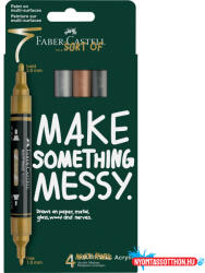 Faber-Castell Akril marker készlet, kétvégű MULTIMARK metálszínek Faber-Castell arany, ezüst, réz, acélszürke 4k (ORI_68308)