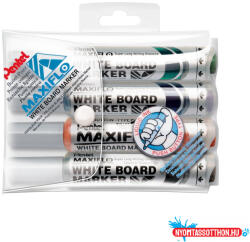 Pentel Táblamarker készlet, 2, 5mm, kerek hegyű, Pentel Maxiflo, 4 klf. szín (ORI_MWL5M4)