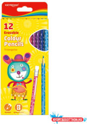 Keyroad Színes ceruza készlet radíros, háromszögletű Keyroad Erasable 12 különféle szín