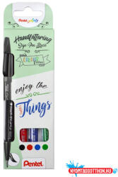 Pentel Ecsettoll, kalligrafikus hajlékony hegyű, Pentel SES15 Basic 4-es klt (ORI_30851)
