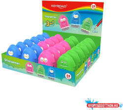 Keyroad Hegyezõ 1 lyukú radírral és porkefével 24 db/display Keyroad Rocky Docky vegyes színek (ORI_38390)