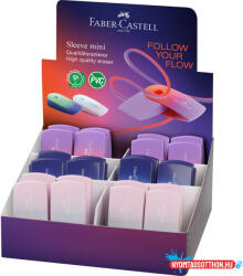 Faber-Castell Radír műanyag tartóban mini színátmenetes SLEEVE Faber-Castell égkék-rózsa, türkiz-kék, piros-lila (ORI_68173)