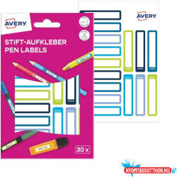 AVERY Etikett toll címke iskolai, 50 x 10 mm 30 címke/2 ív, Avery kék/zöld - nyomtassotthon