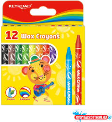 Keyroad Zsírkréta készlet 8x90mm 12 db/bliszter Keyroad Wax Crayon vegyes színek (ORI_38554)