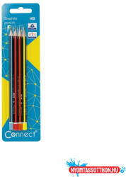 Connect Grafitceruza HB, háromszögletű, Connect 4 db/bliszter