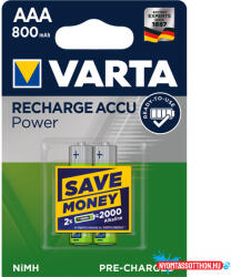 VARTA Elem tölthetõ akku AAA mikro 800 mAH Power 2 db/csomag, Varta (ORI_35038)