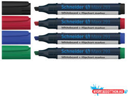 Schneider Tábla- és flipchart marker készlet 2-5mm, vágott végű Schneider Maxx 293, 4 különféle szín (ORI_36359)