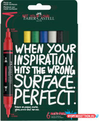 Faber-Castell Akril marker készlet, kétvégű MULTIMARK alapszínek Faber-Castell fehér, sárga, eperpiros, zöld, ké (ORI_68309)