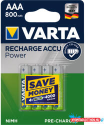 VARTA Elem tölthetõ akku AAA mikro 800 mAH Power 4 db/csomag, Varta (ORI_35039)